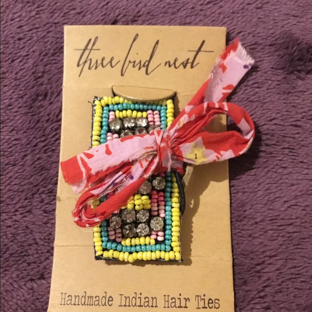 Colorful Three Bird Nest Hand Made Indian Hair Tie.